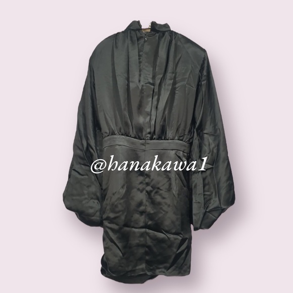 HOUSE OF CB 'Khristen' Black Satin Blouson Dress - Picture 8 of 10